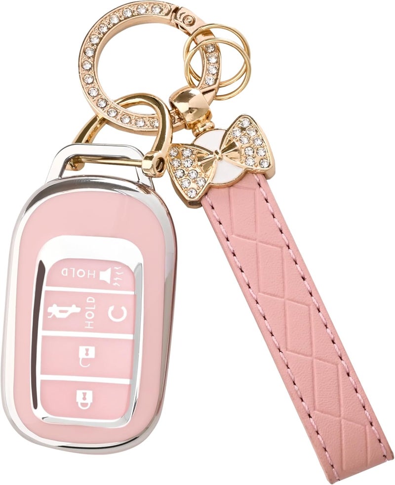 JAMCARI for Honda Key Fob Cover - Soft TPU Key Fob Protector for 2022 Accord Civic CRV Pilot Odyssey 11th Gen Smart Key Case with Bling Keychain - Image 1